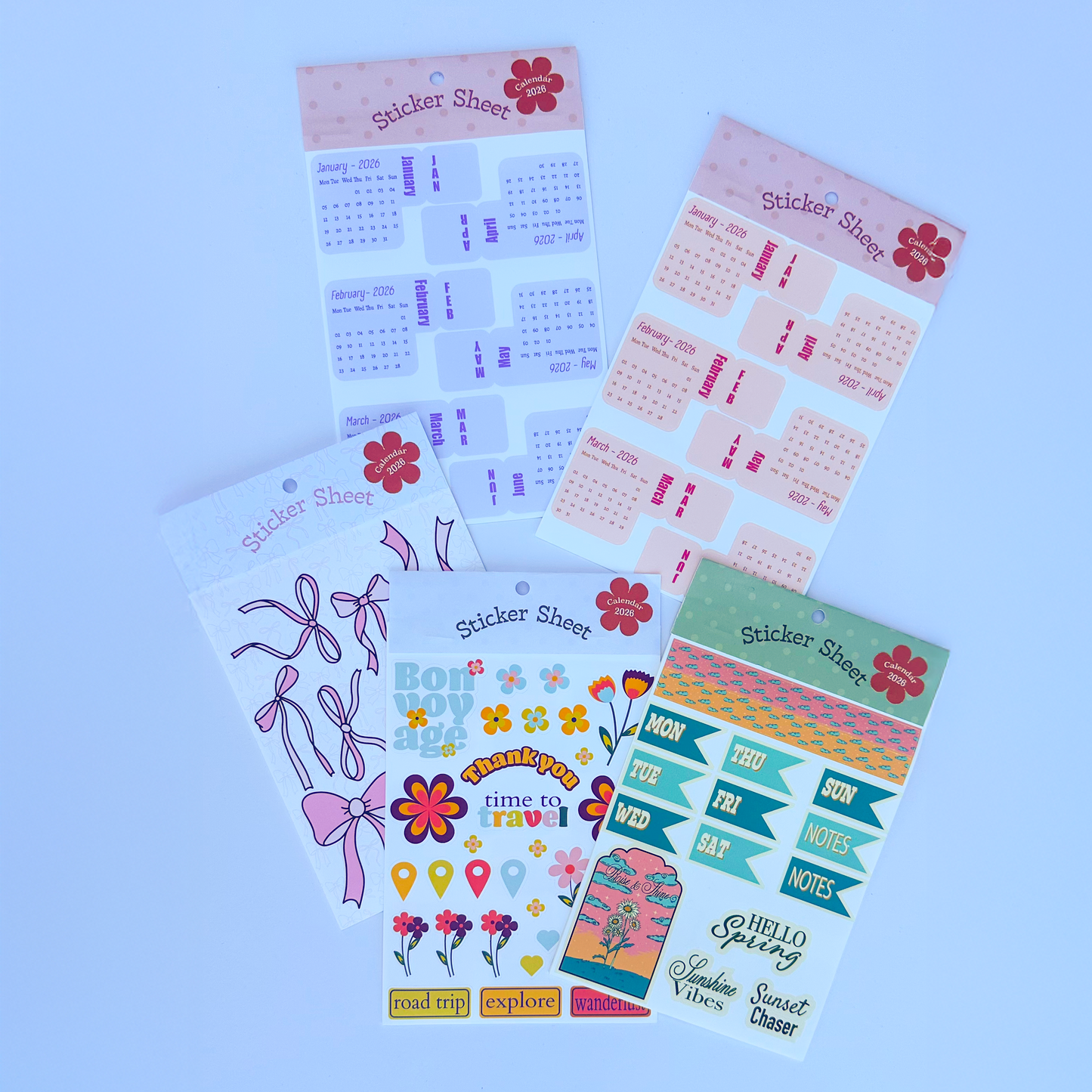 Set of colorful planner stickers on a white background