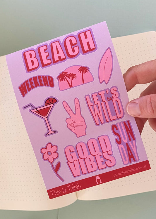 Pinky summer vibes - sticker Sheet