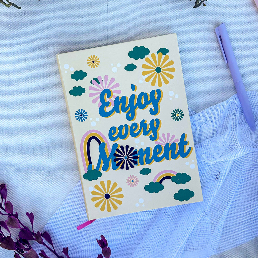 Enjoy Every Moment Hand-Stitched Journal | Handmade Notebook Australia