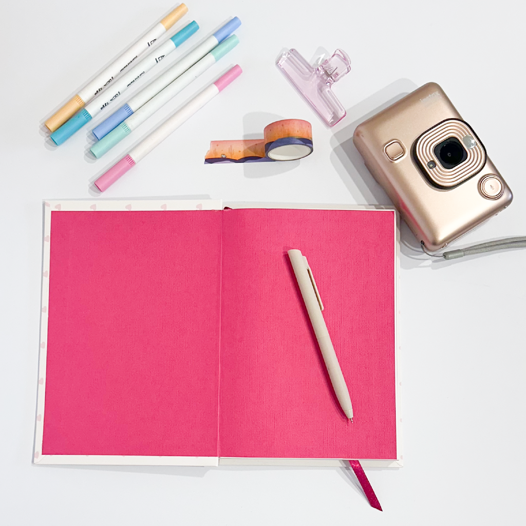 Mini-Pink Hearts Hand-Stitched Journal | Handmade Notebook Australia