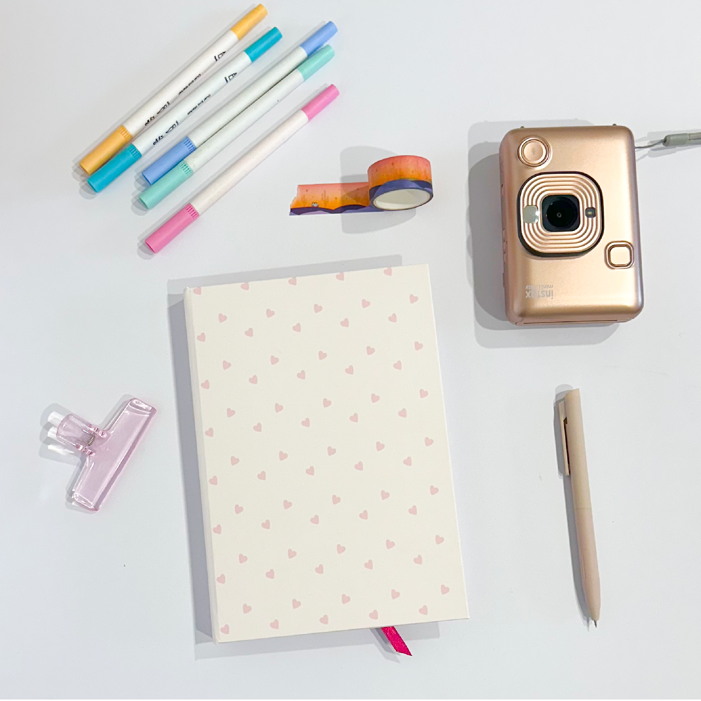 Mini-Pink Hearts Hand-Stitched Journal | Handmade Notebook Australia