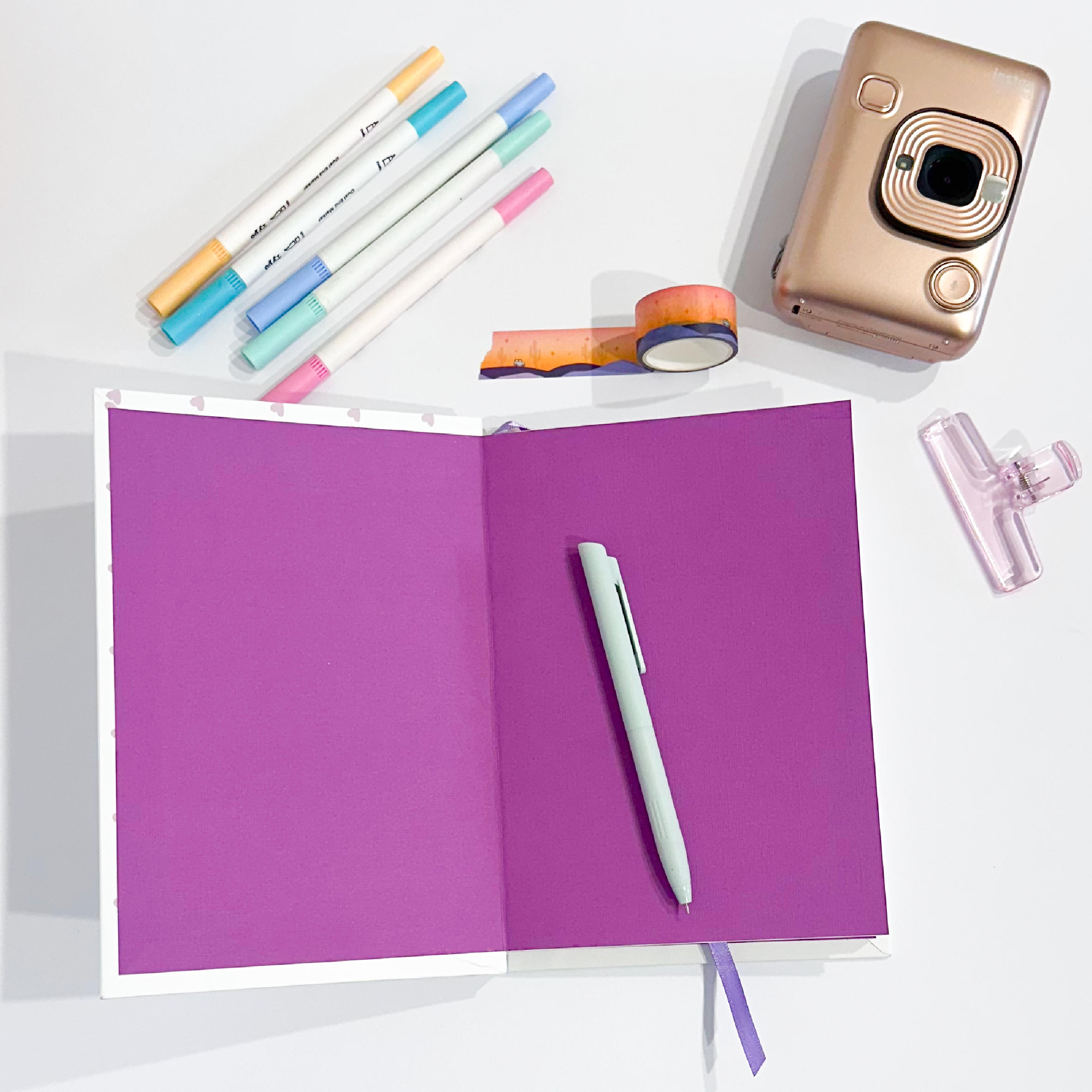 Mini-Purple Hearts Hand-Stitched Journal | Handmade Notebook Australia