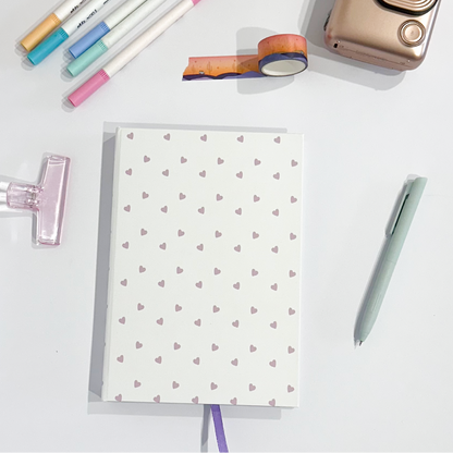 Mini-Purple Hearts Hand-Stitched Journal | Handmade Notebook Australia