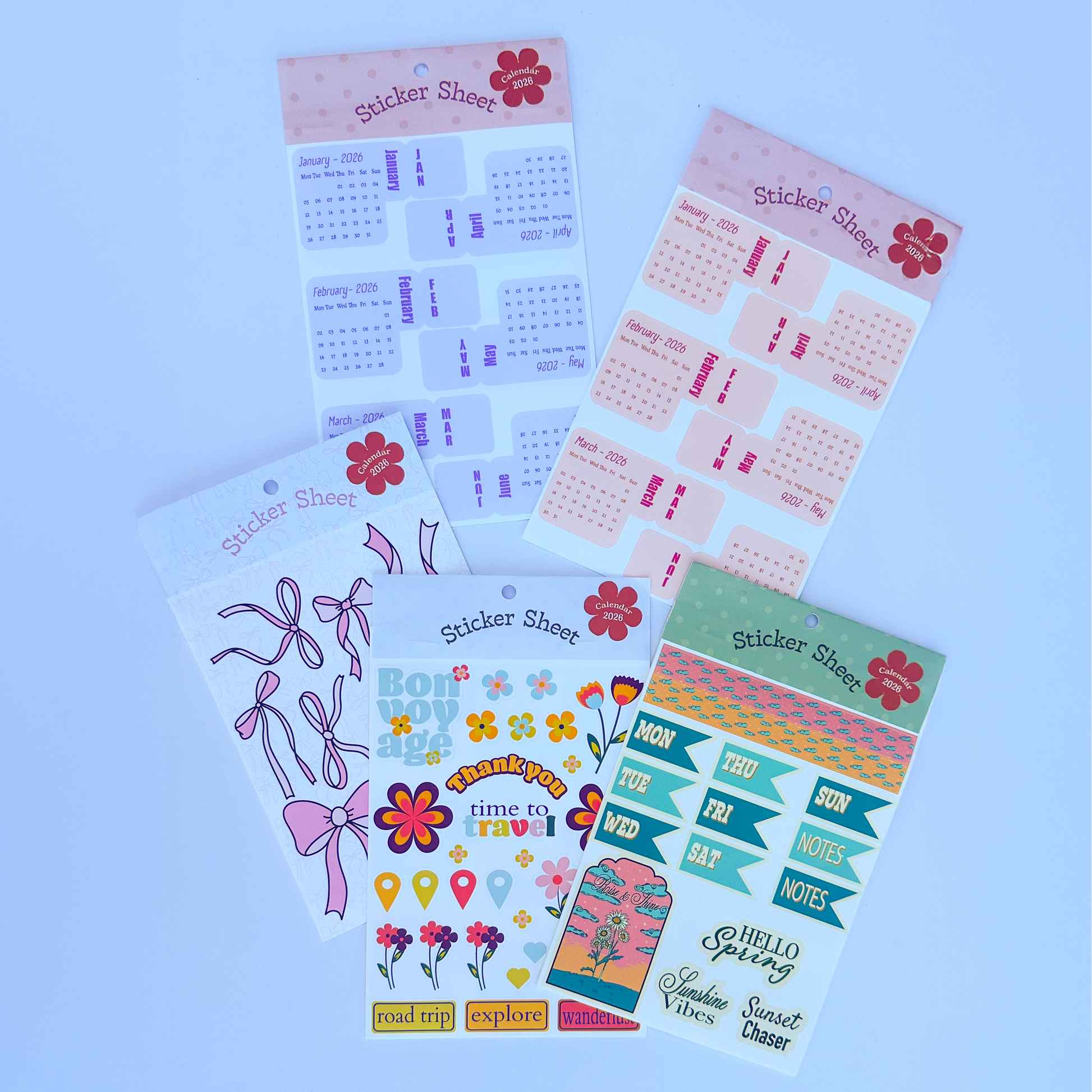Set of colorful planner stickers on a white background