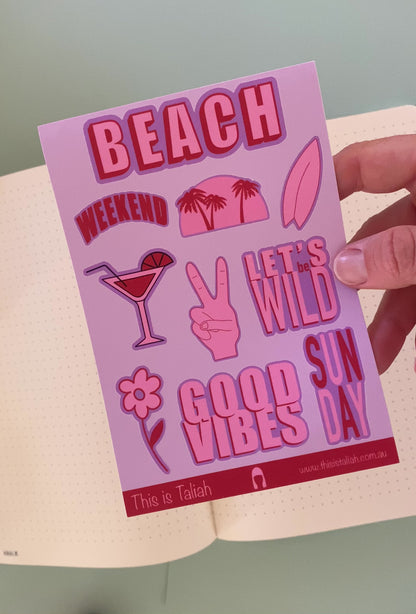 Pinky summer vibes - sticker Sheet